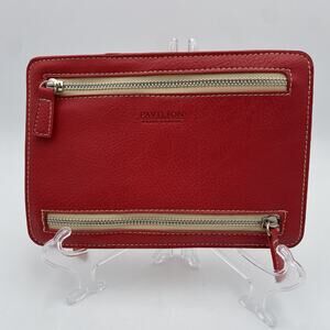 Pavilion Currency Wallet Red Orange Leather Pouch Kuala Lumpur Organizer NEW